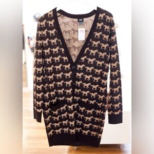H&M Brown Horse Print Cardigan Sz M